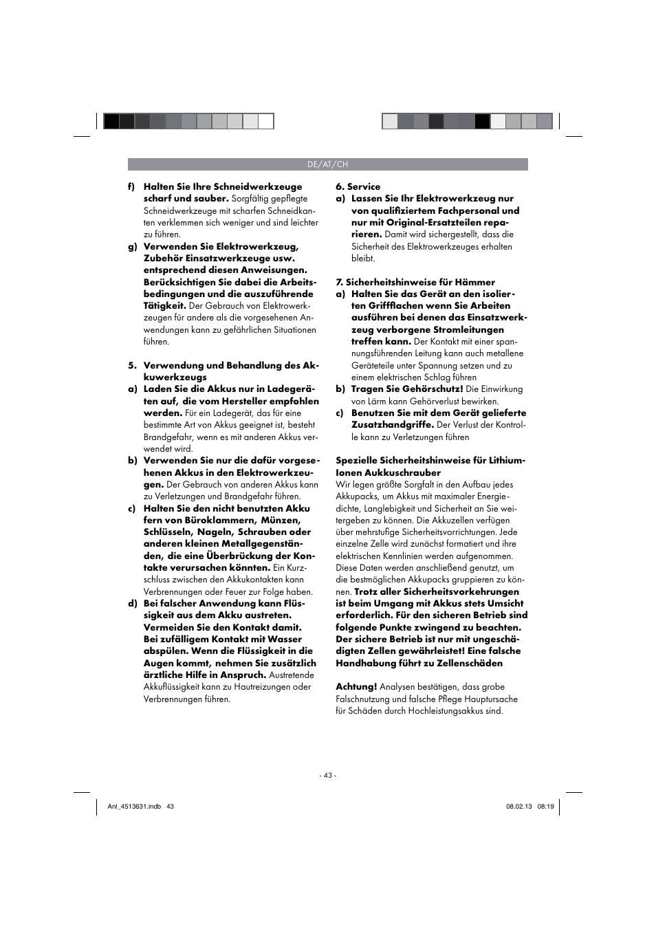 Parkside PABH 18 LI A1 User Manual | Page 43 / 74