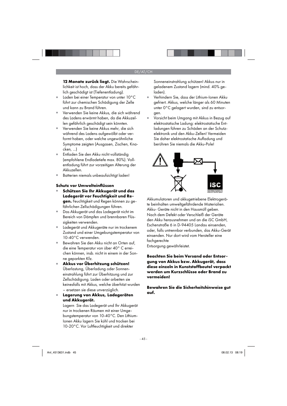 Parkside PABH 18 LI A1 User Manual | Page 45 / 74