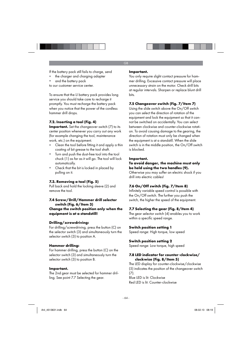 Parkside PABH 18 LI A1 User Manual | Page 64 / 74