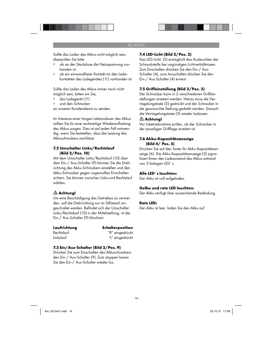 Parkside PASS 3.6 A1 User Manual | Page 14 / 78
