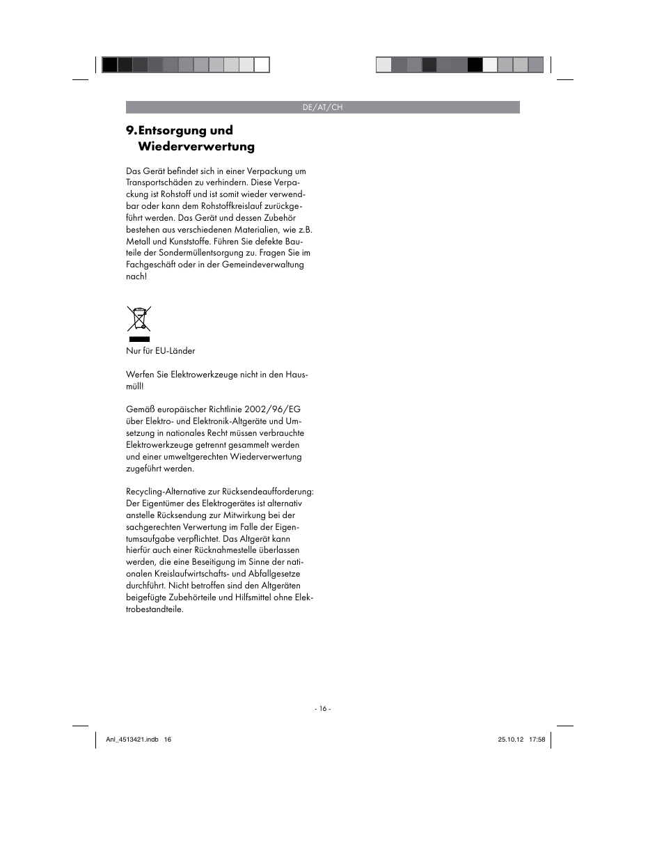 Entsorgung und wiederverwertung | Parkside PASS 3.6 A1 User Manual | Page 16 / 78