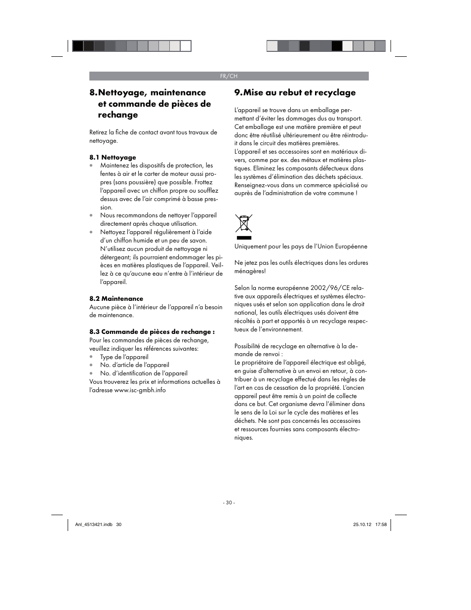 Mise au rebut et recyclage | Parkside PASS 3.6 A1 User Manual | Page 30 / 78