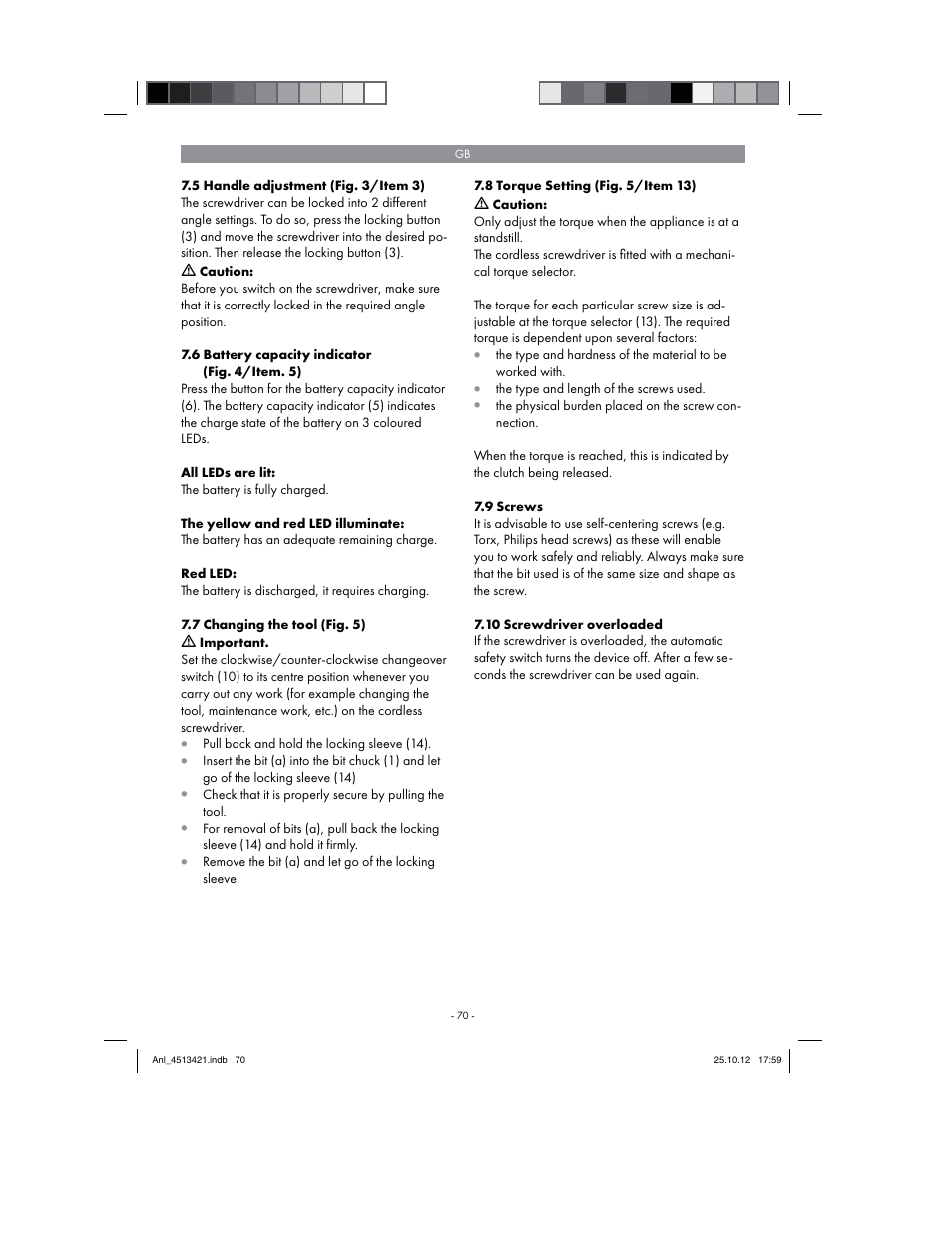 Parkside PASS 3.6 A1 User Manual | Page 70 / 78