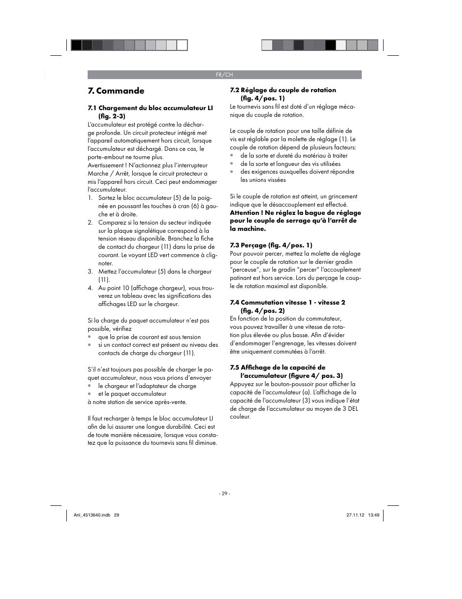 Commande | Parkside PABSW 10.8 A1 User Manual | Page 29 / 82