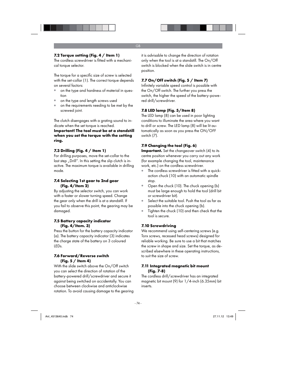 Parkside PABSW 10.8 A1 User Manual | Page 74 / 82