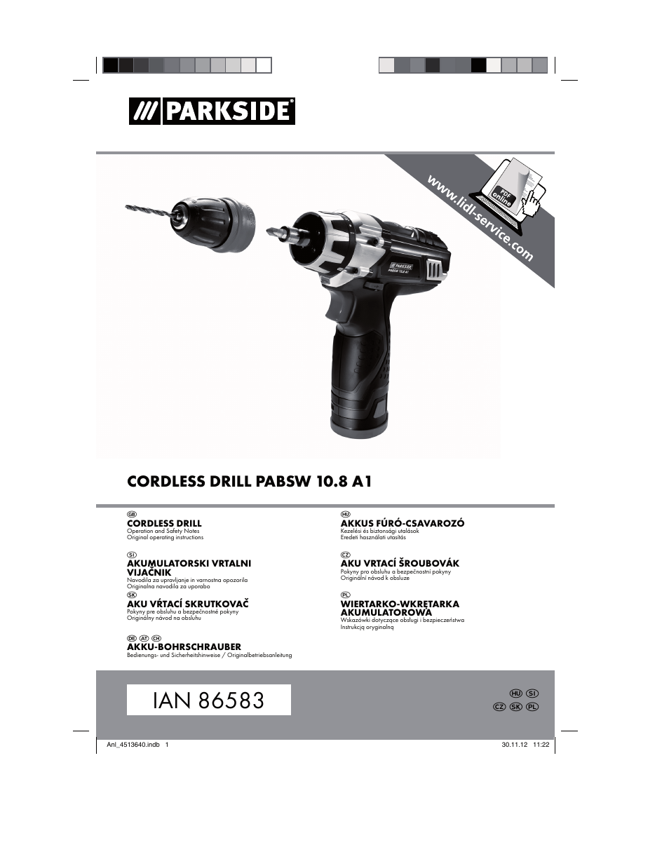 Parkside PABSW 10.8 A1 User Manual | 110 pages