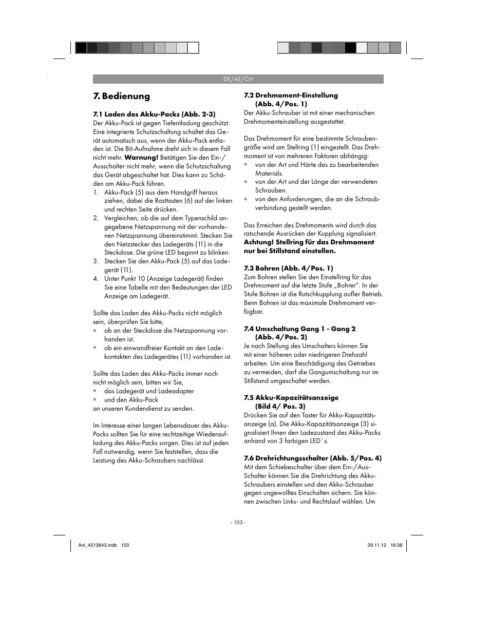 Bedienung | Parkside PABSW 10.8 A1 User Manual | Page 103 / 110