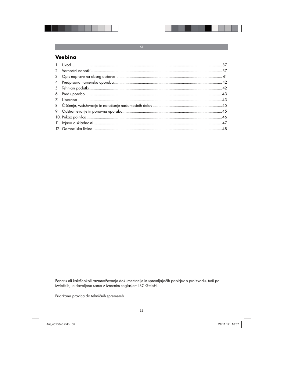 Vsebina | Parkside PABSW 10.8 A1 User Manual | Page 35 / 110