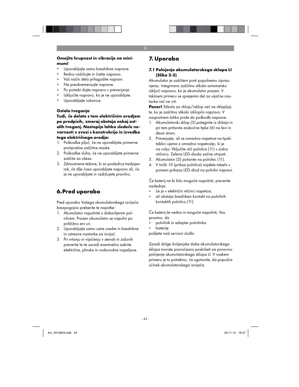 Pred uporabo, Uporaba | Parkside PABSW 10.8 A1 User Manual | Page 43 / 110