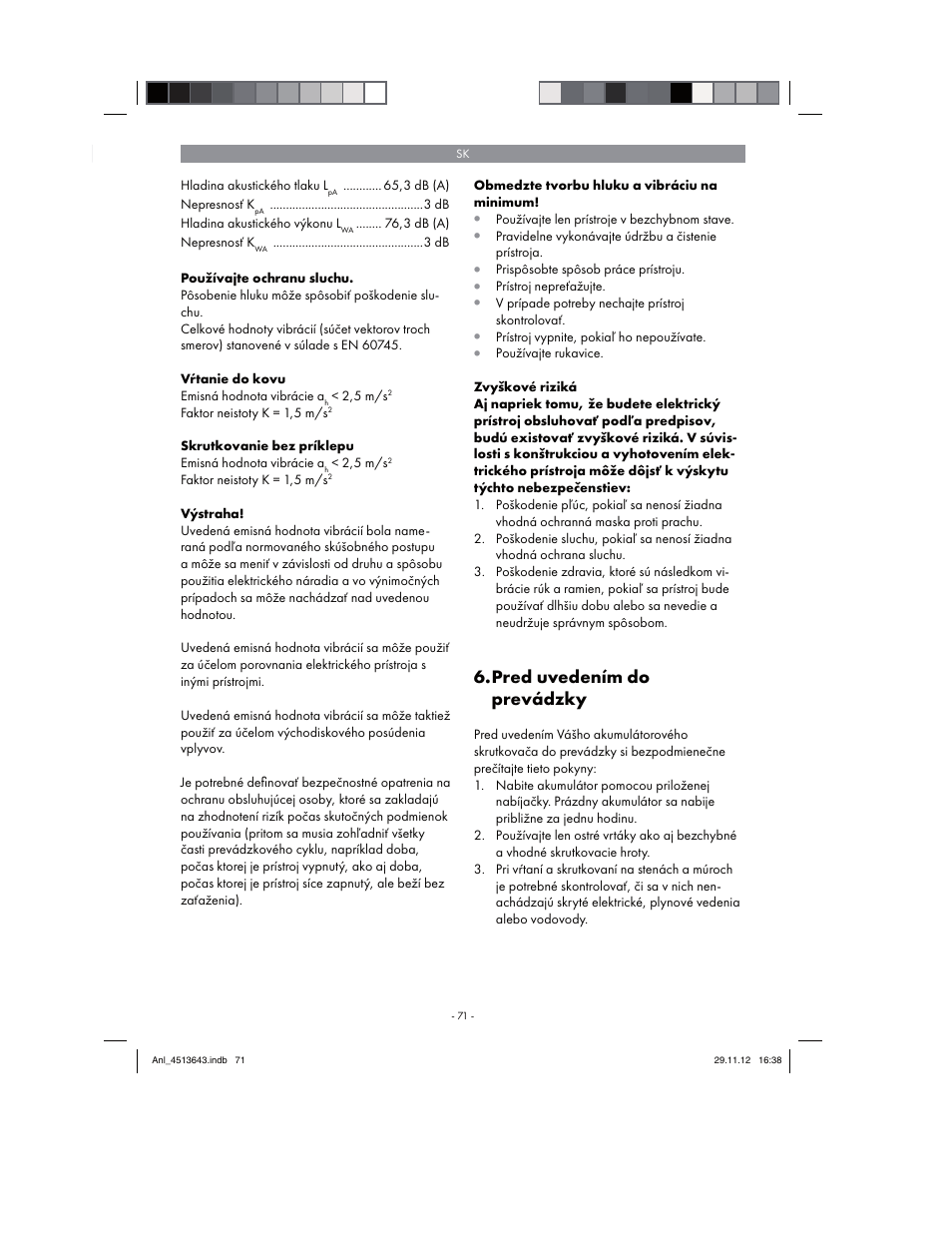 Pred uvedením do prevádzky | Parkside PABSW 10.8 A1 User Manual | Page 71 / 110