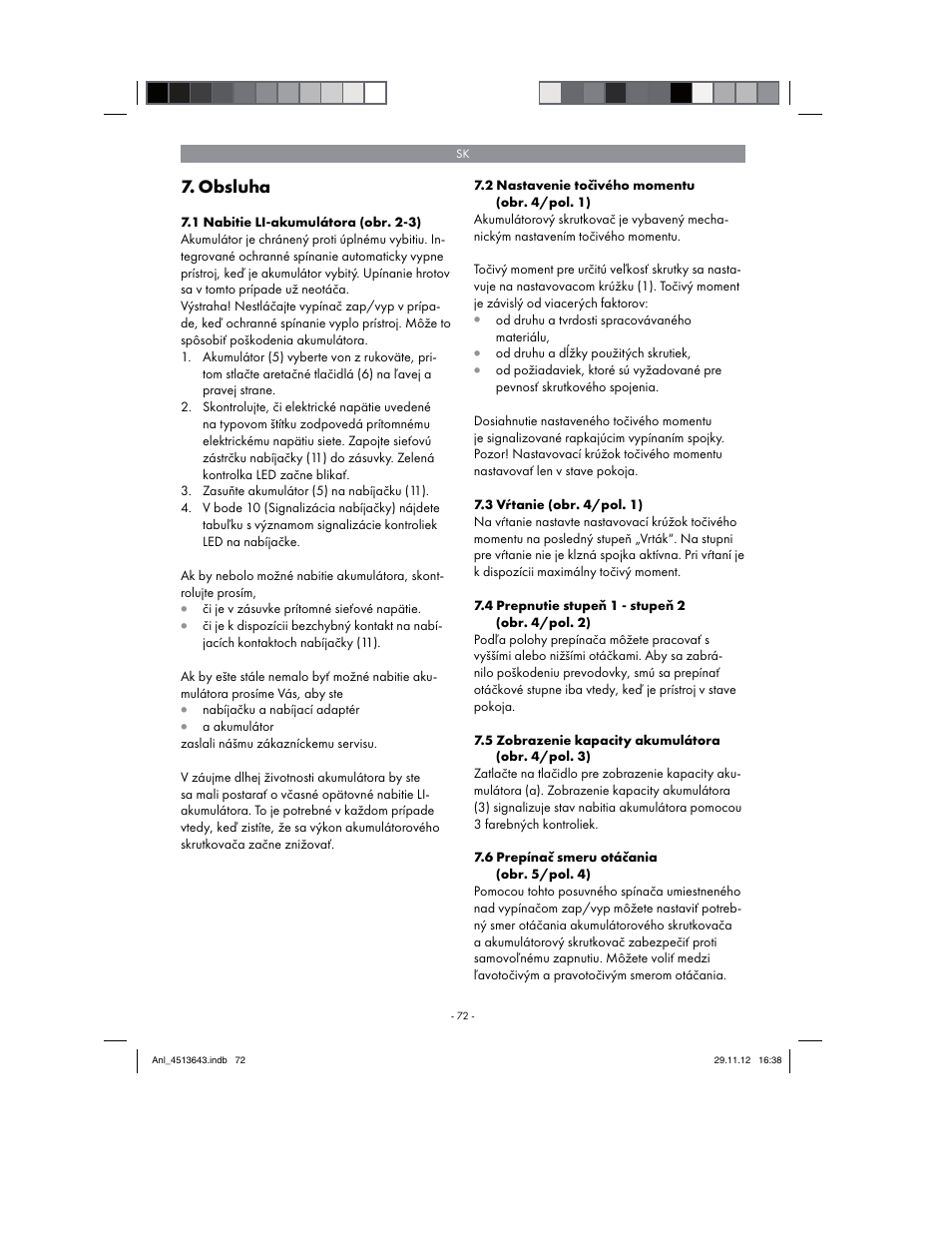 Obsluha | Parkside PABSW 10.8 A1 User Manual | Page 72 / 110