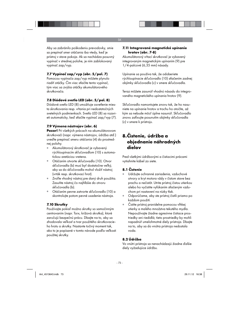 Čistenie, údržba a objednanie náhradných dielov | Parkside PABSW 10.8 A1 User Manual | Page 73 / 110