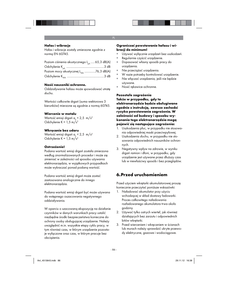 Przed uruchomieniem | Parkside PABSW 10.8 A1 User Manual | Page 86 / 110