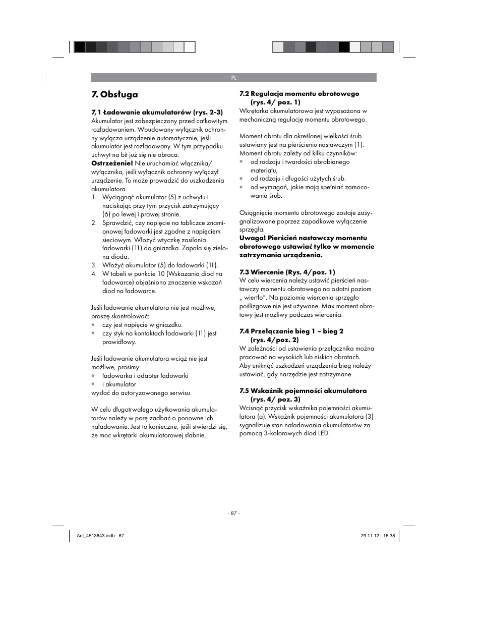 Obsługa | Parkside PABSW 10.8 A1 User Manual | Page 87 / 110