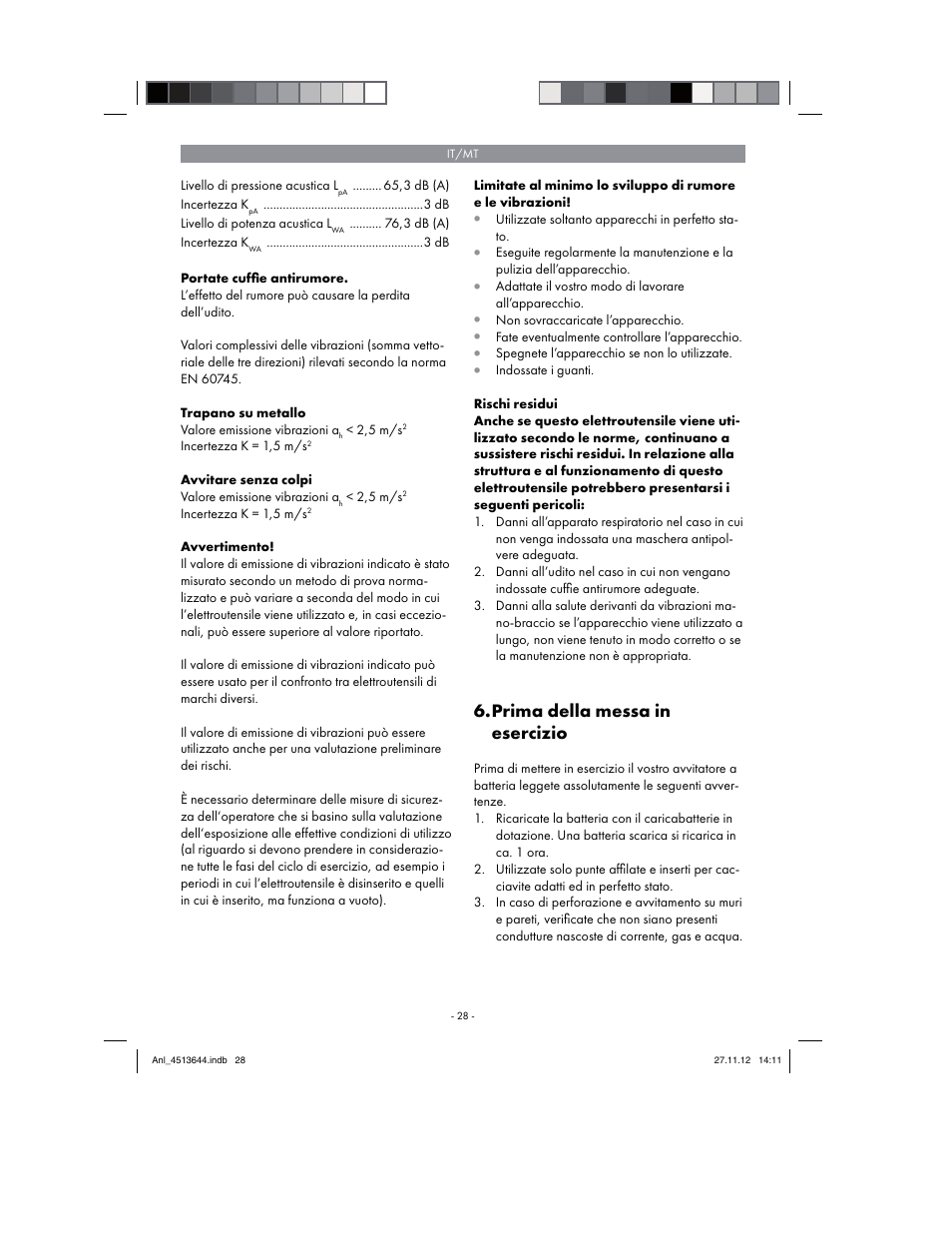 Prima della messa in esercizio | Parkside PABSW 10.8 A1 User Manual | Page 28 / 82