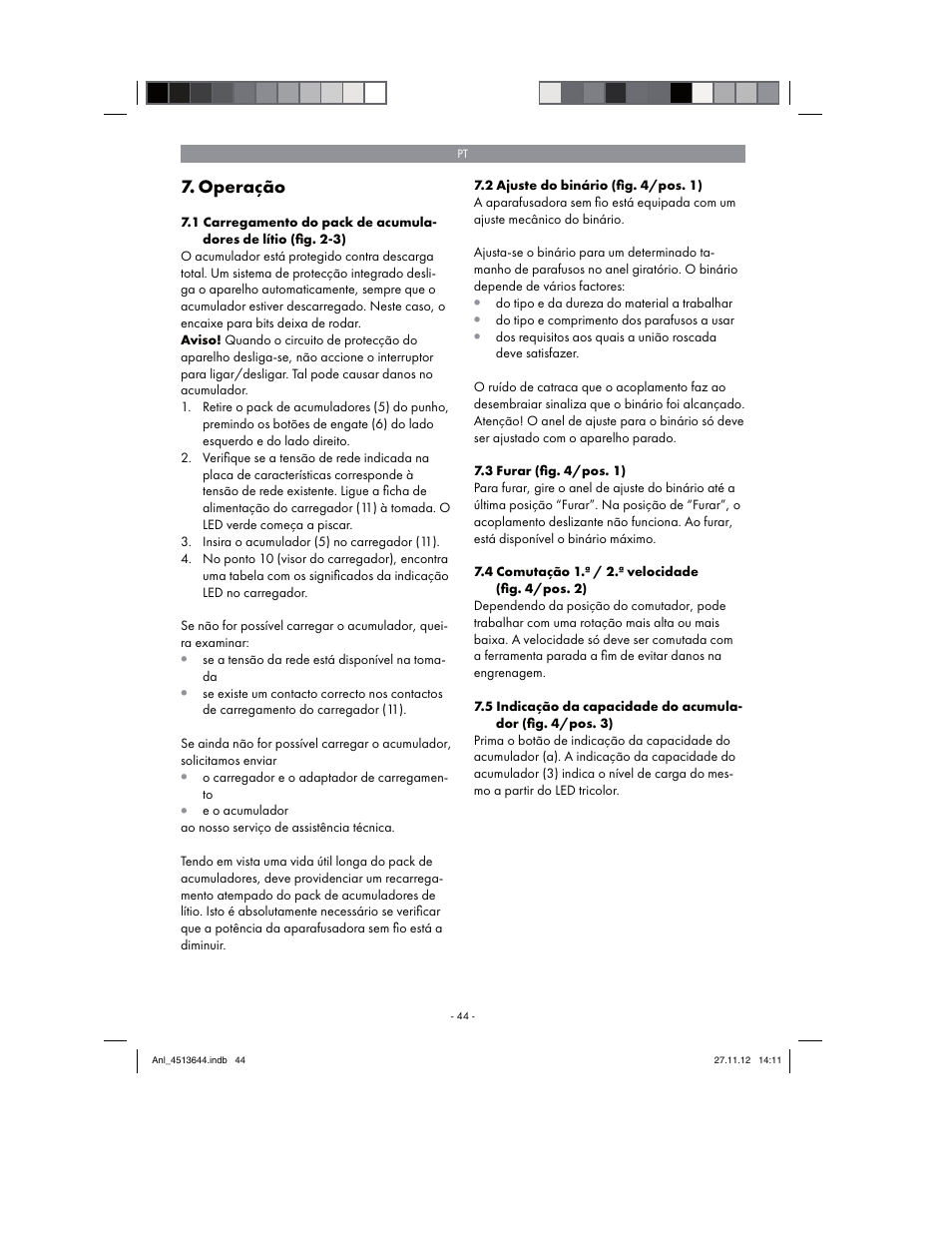 Operação | Parkside PABSW 10.8 A1 User Manual | Page 44 / 82