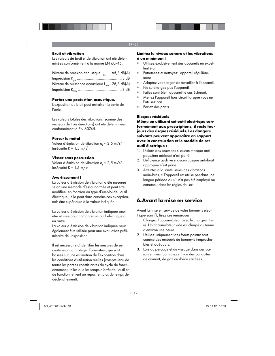 Avant la mise en service | Parkside PABSW 10.8 A1 User Manual | Page 13 / 66