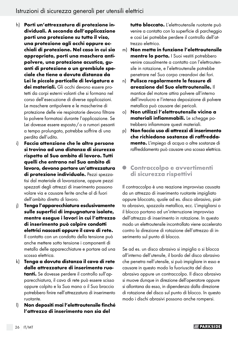 Parkside PWS 125 A1 User Manual | Page 26 / 82