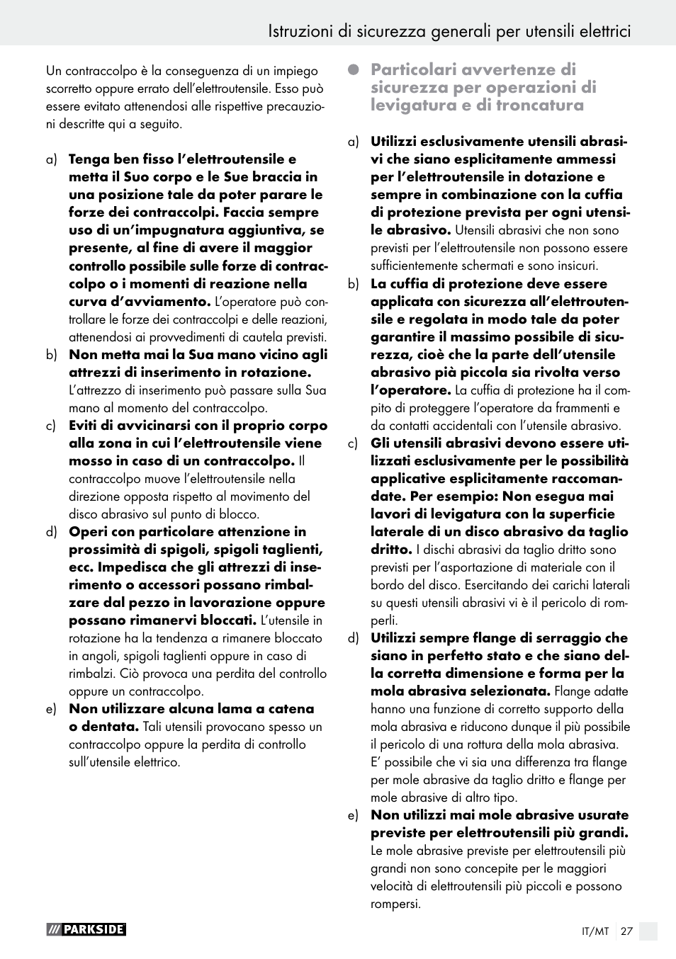 Parkside PWS 125 A1 User Manual | Page 27 / 82