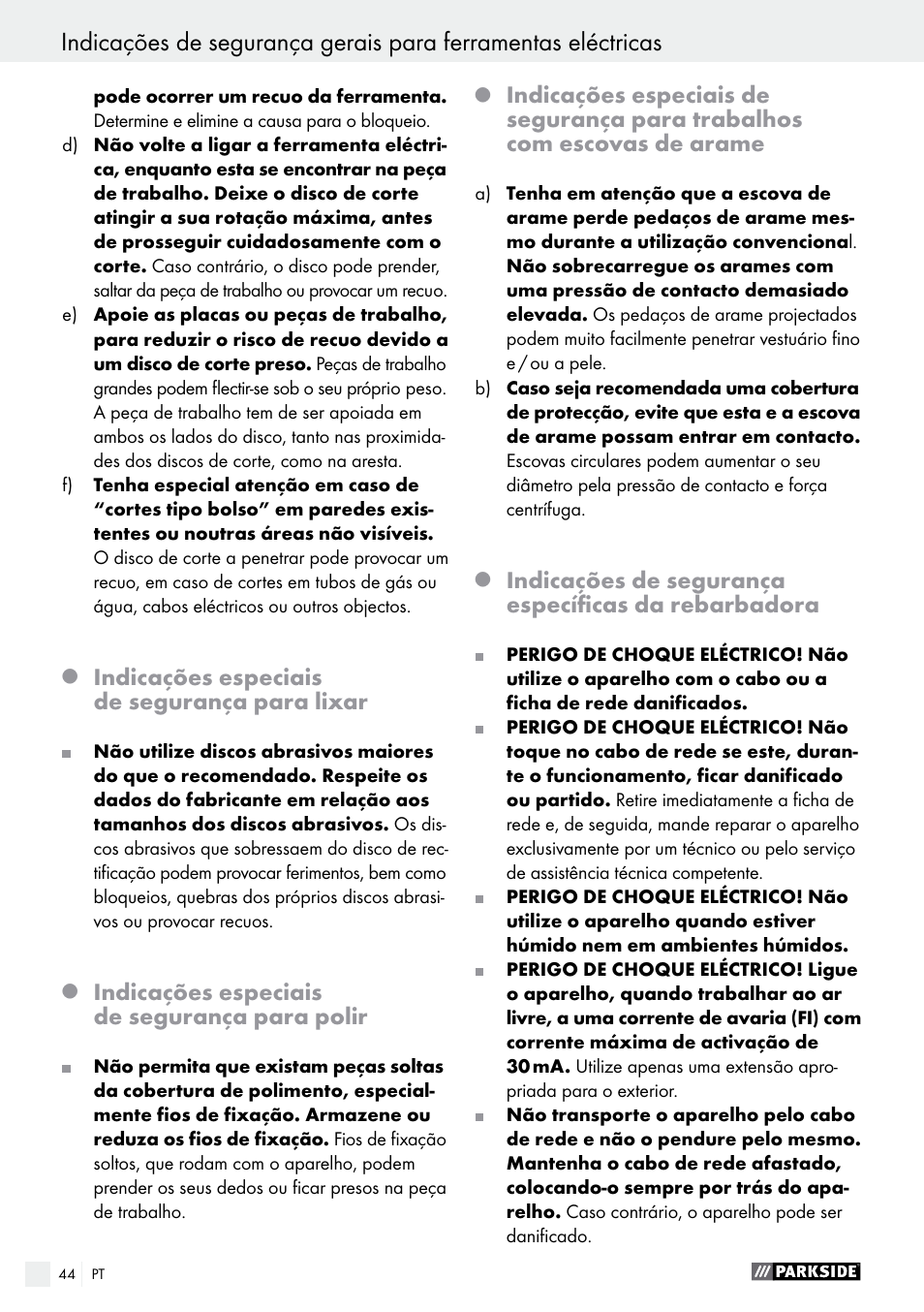 Parkside PWS 125 A1 User Manual | Page 44 / 82