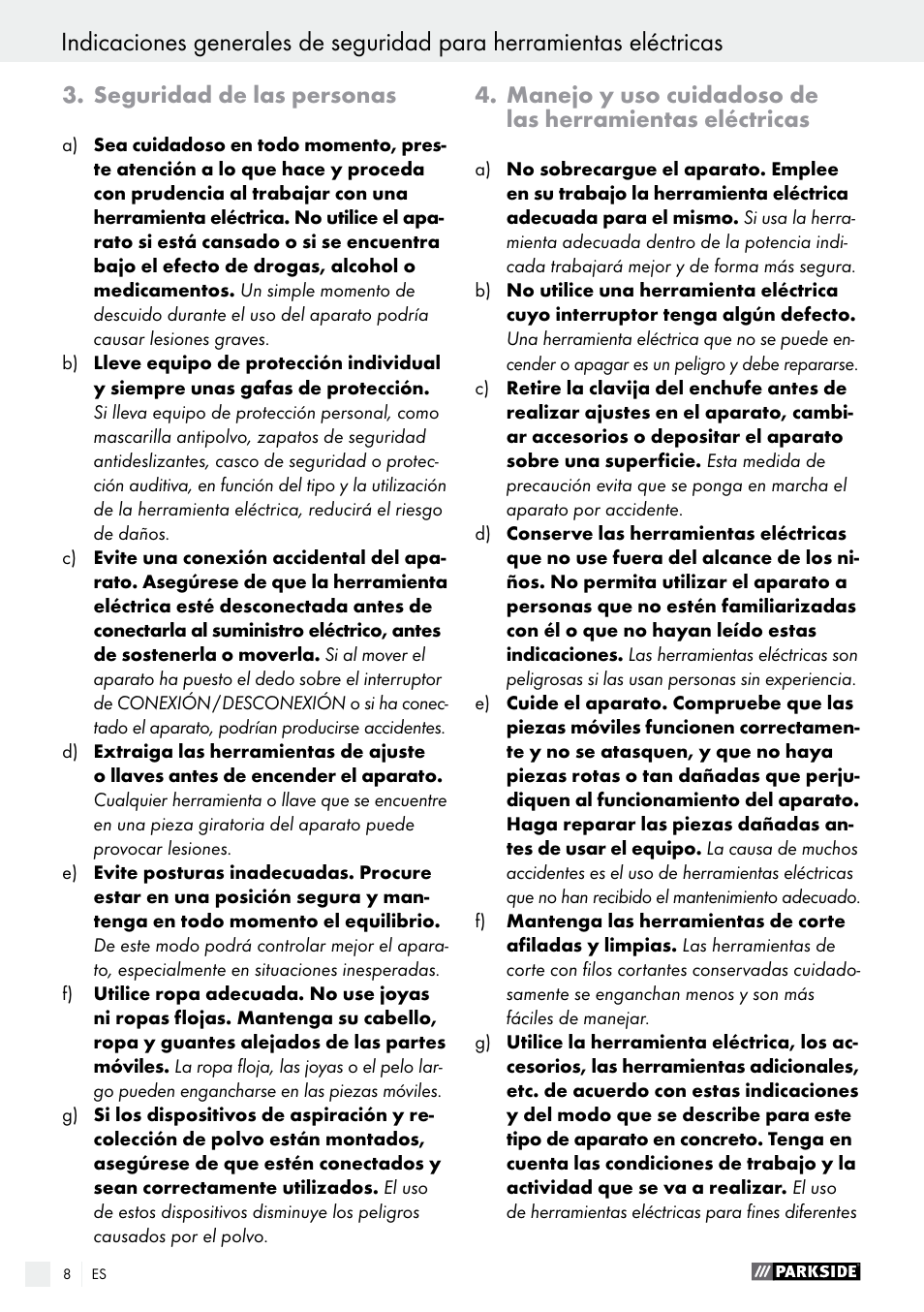 Parkside PWS 125 A1 User Manual | Page 8 / 82