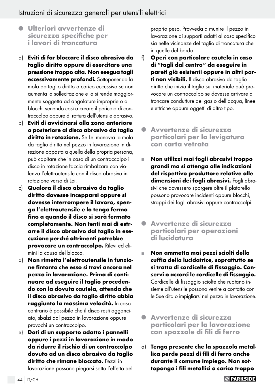 Parkside PWS 125 A1 User Manual | Page 44 / 67