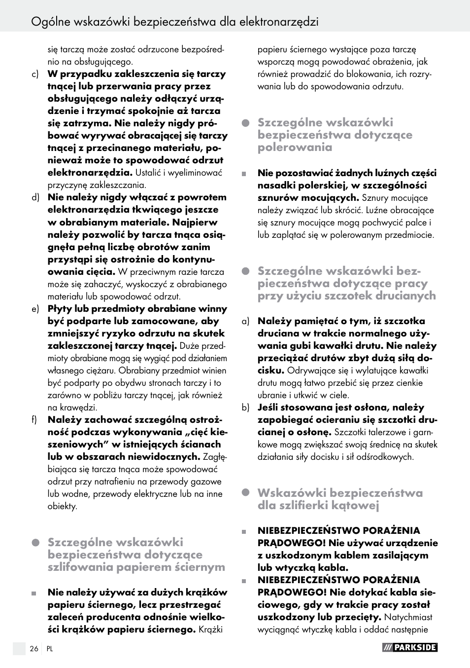 Parkside PWS 125 A1 User Manual | Page 26 / 108