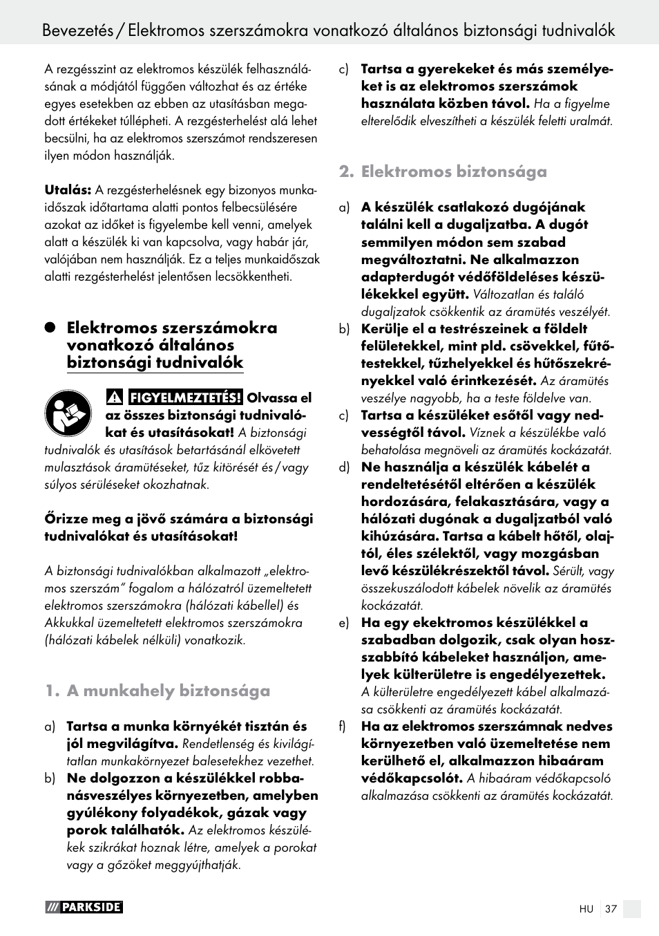 Parkside PWS 125 A1 User Manual | Page 37 / 108