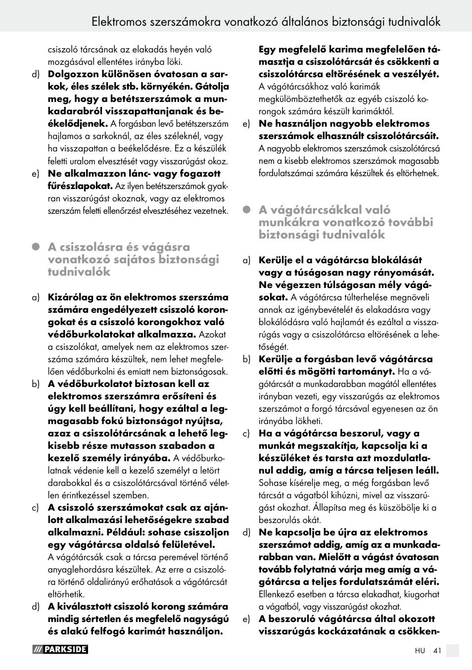 Parkside PWS 125 A1 User Manual | Page 41 / 108