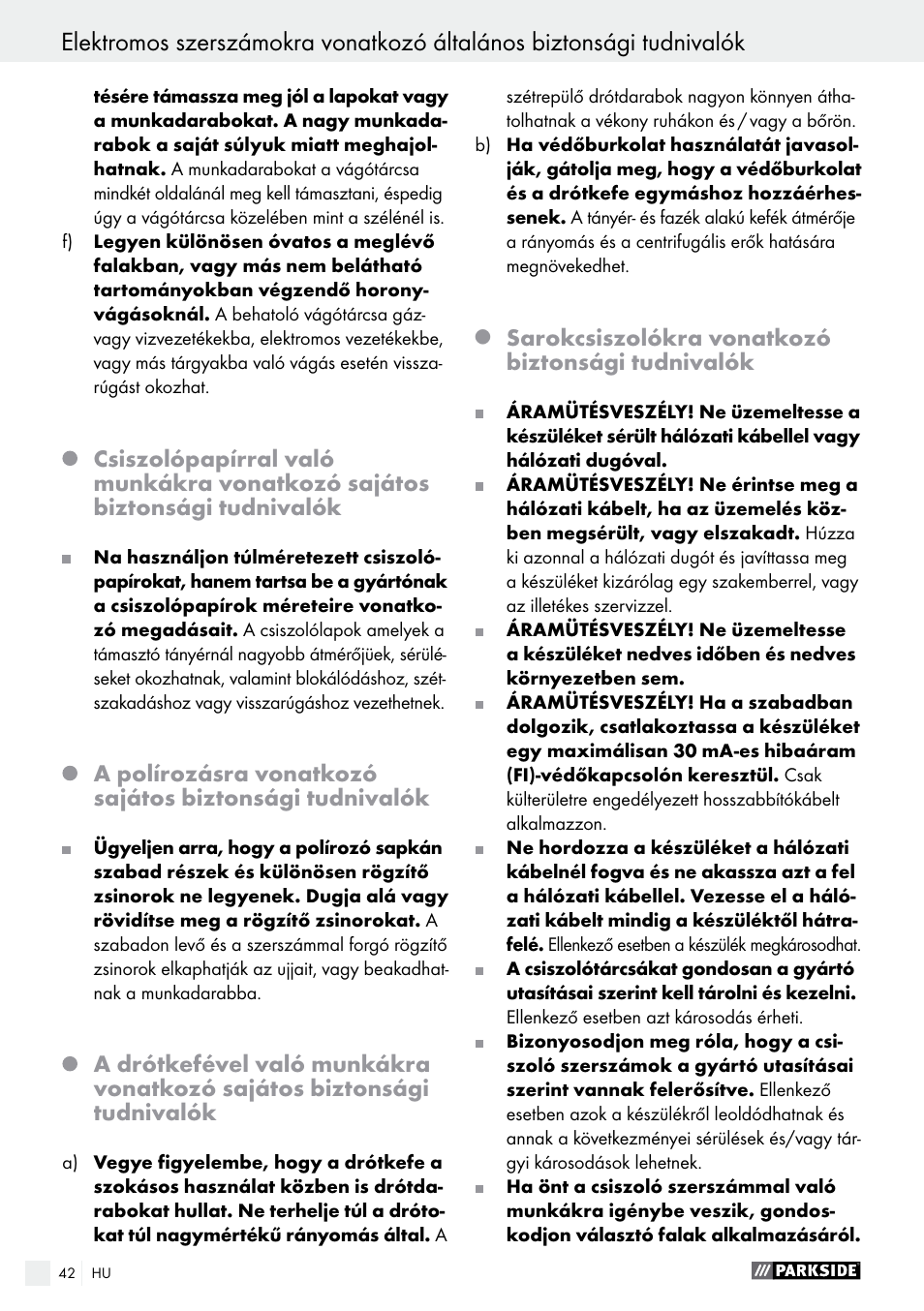 Parkside PWS 125 A1 User Manual | Page 42 / 108