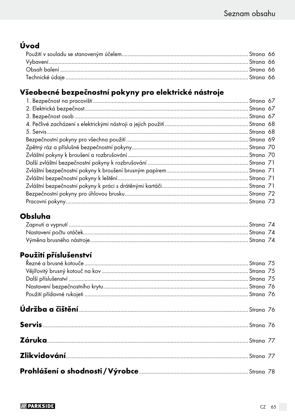 Parkside PWS 125 A1 User Manual | Page 65 / 108