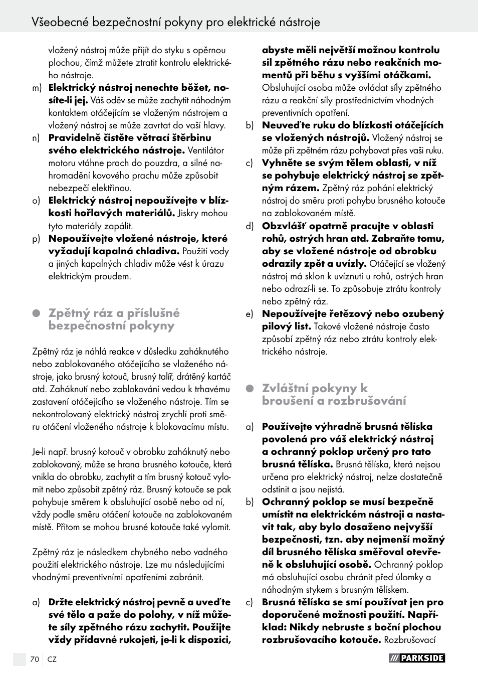 Parkside PWS 125 A1 User Manual | Page 70 / 108