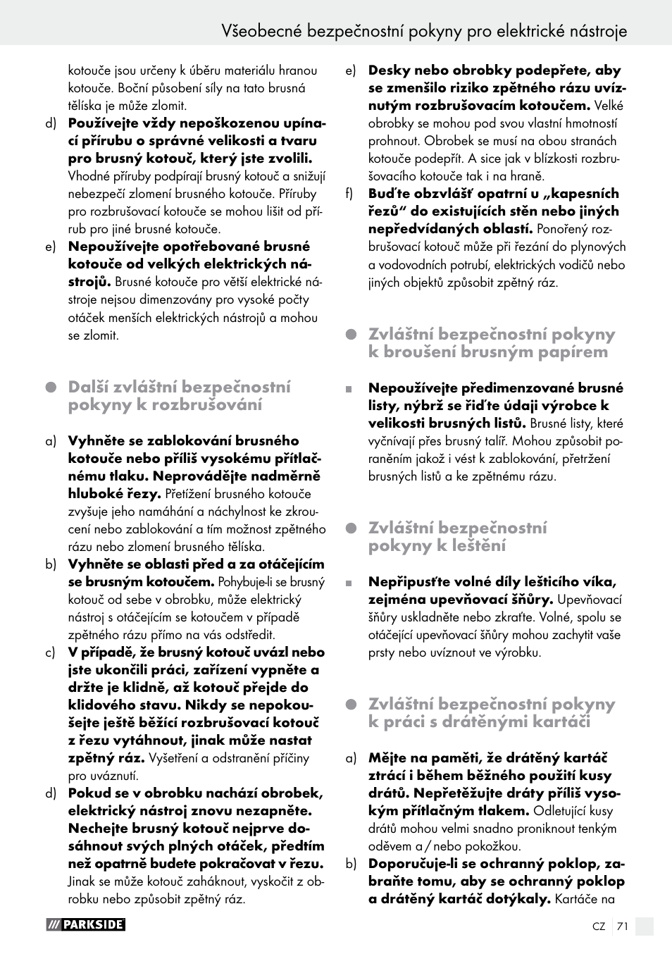 Parkside PWS 125 A1 User Manual | Page 71 / 108