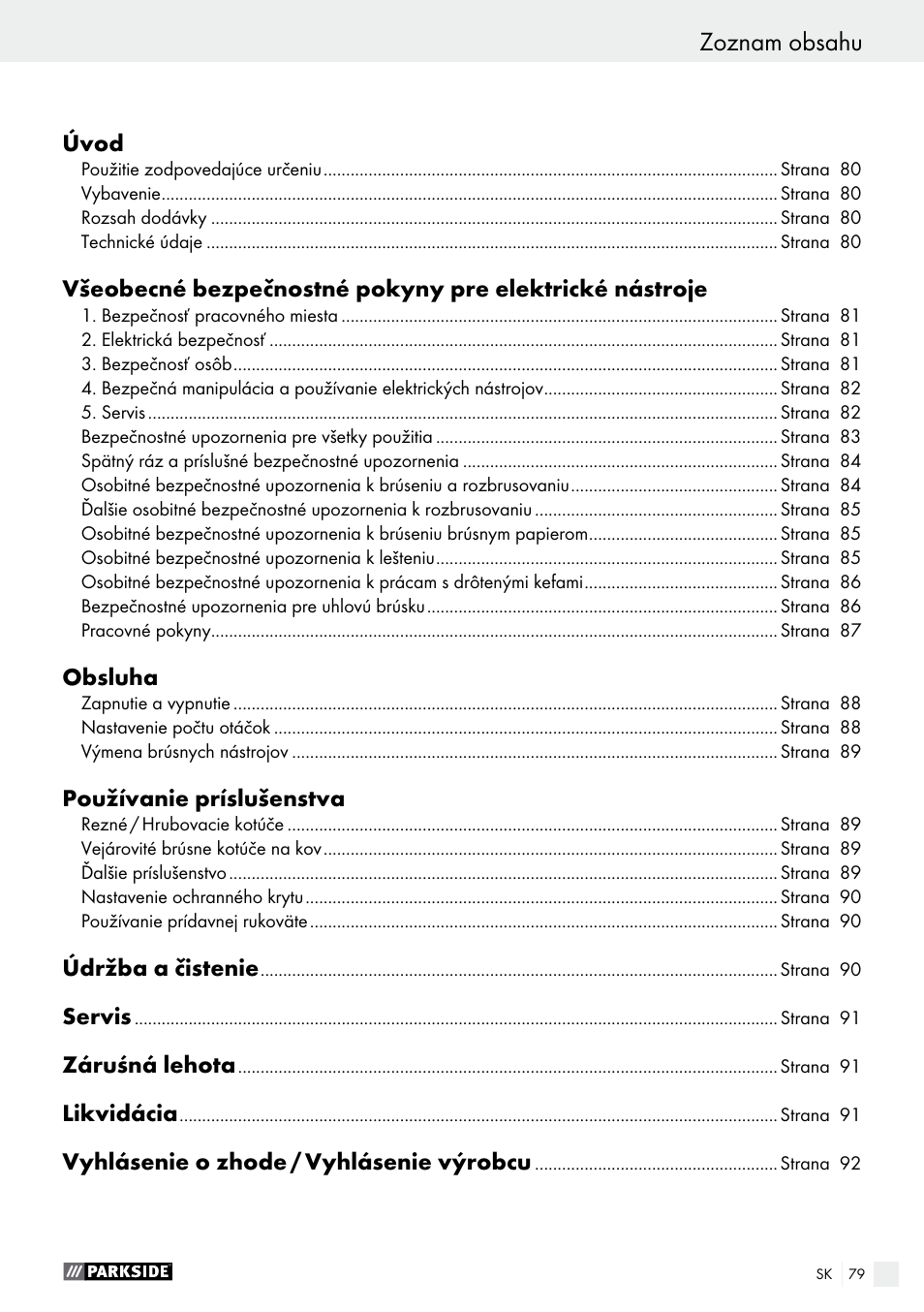 Parkside PWS 125 A1 User Manual | Page 79 / 108