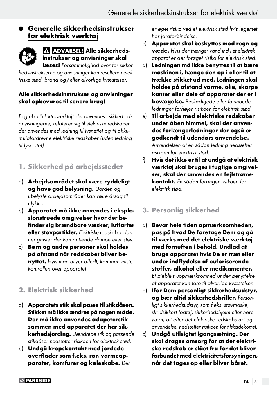 Parkside PHS 160 B2 User Manual | Page 31 / 61