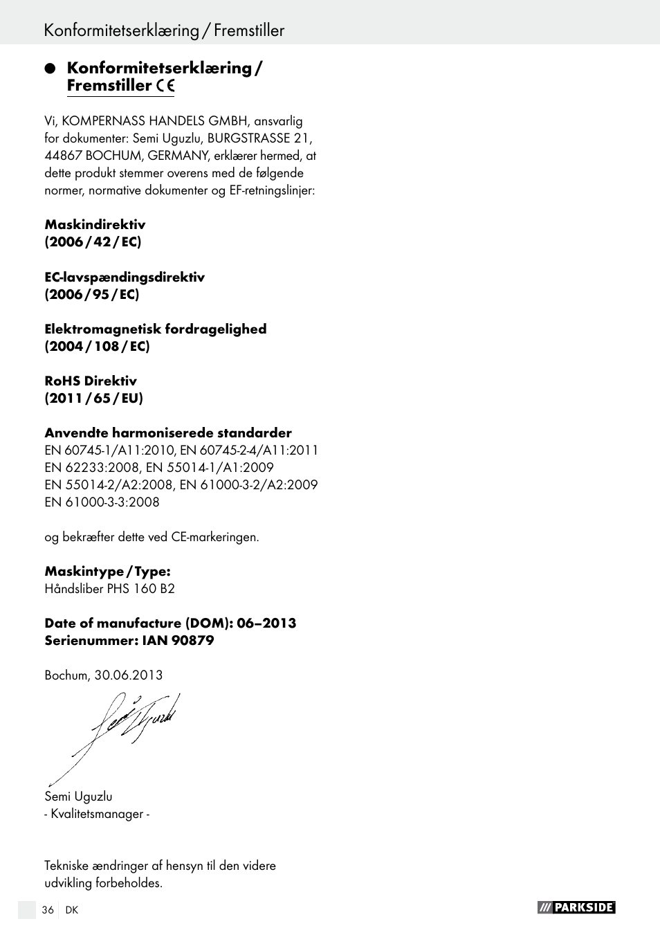 Parkside PHS 160 B2 User Manual | Page 36 / 61