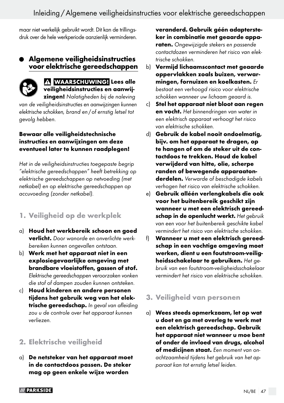 Parkside PHS 160 B2 User Manual | Page 47 / 61