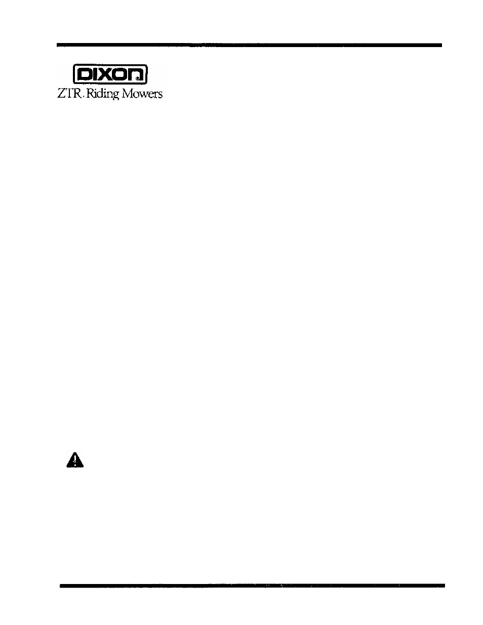 Warning | Dixon ZTR 5422 User Manual | Page 72 / 72