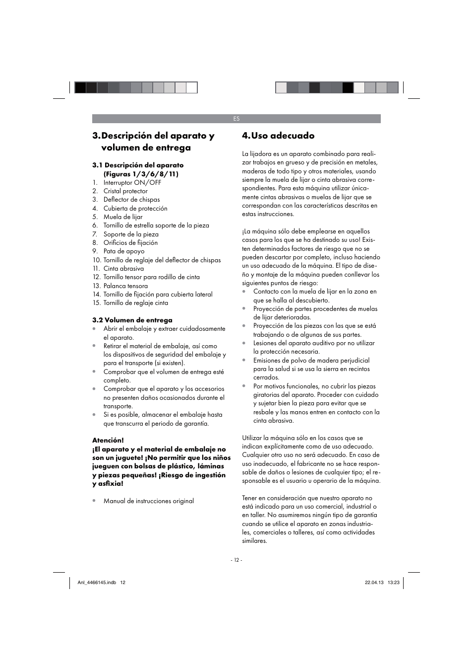 Descripción del aparato y volumen de entrega, Uso adecuado | Parkside PSDS 240 A1 User Manual | Page 12 / 74