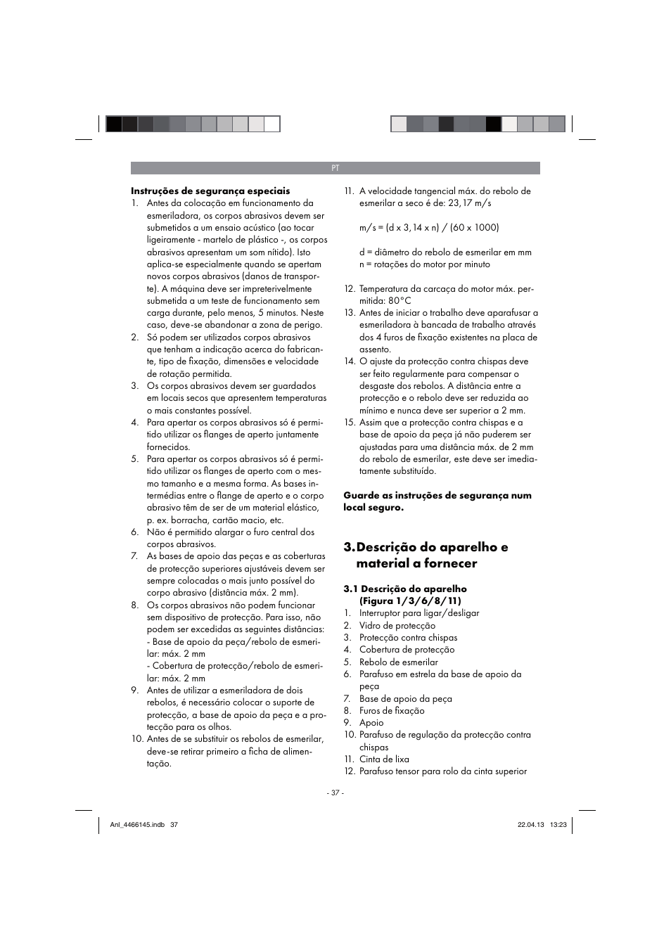 Descrição do aparelho e material a fornecer | Parkside PSDS 240 A1 User Manual | Page 37 / 74