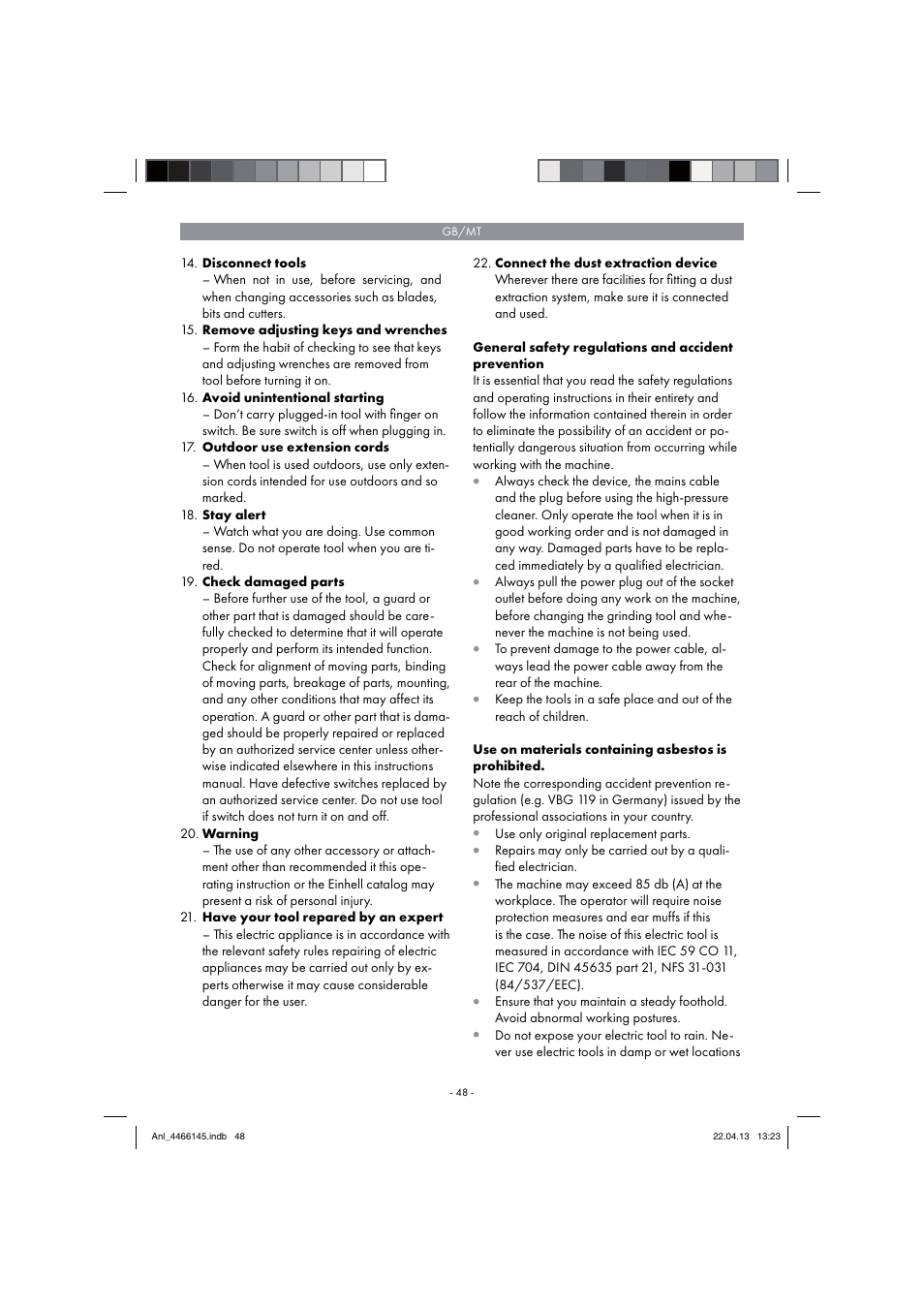 Parkside PSDS 240 A1 User Manual | Page 48 / 74