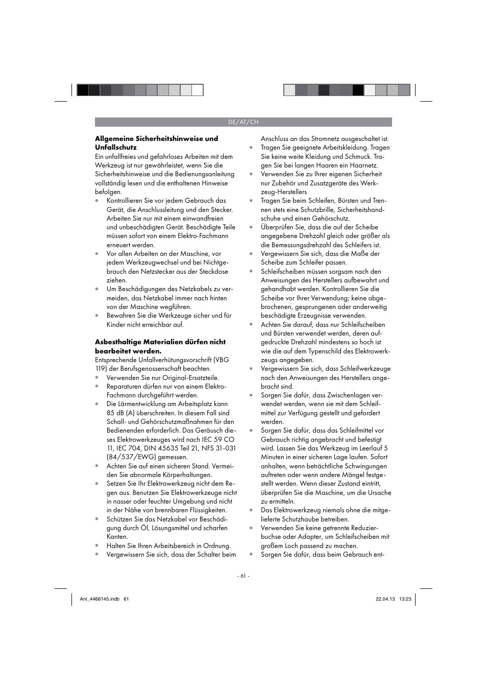 Parkside PSDS 240 A1 User Manual | Page 61 / 74