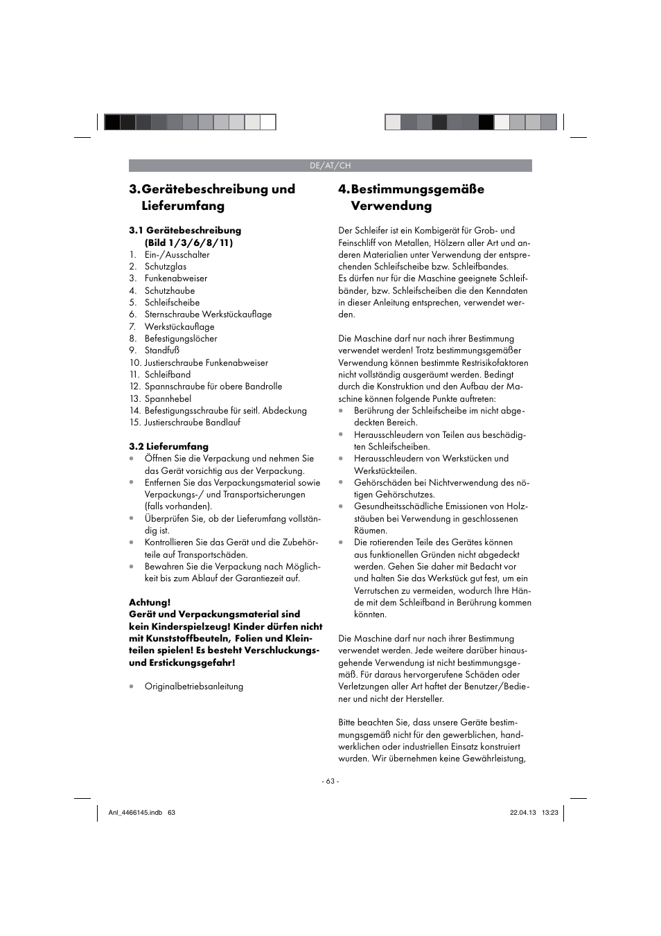 Gerätebeschreibung und lieferumfang, Bestimmungsgemäße verwendung | Parkside PSDS 240 A1 User Manual | Page 63 / 74