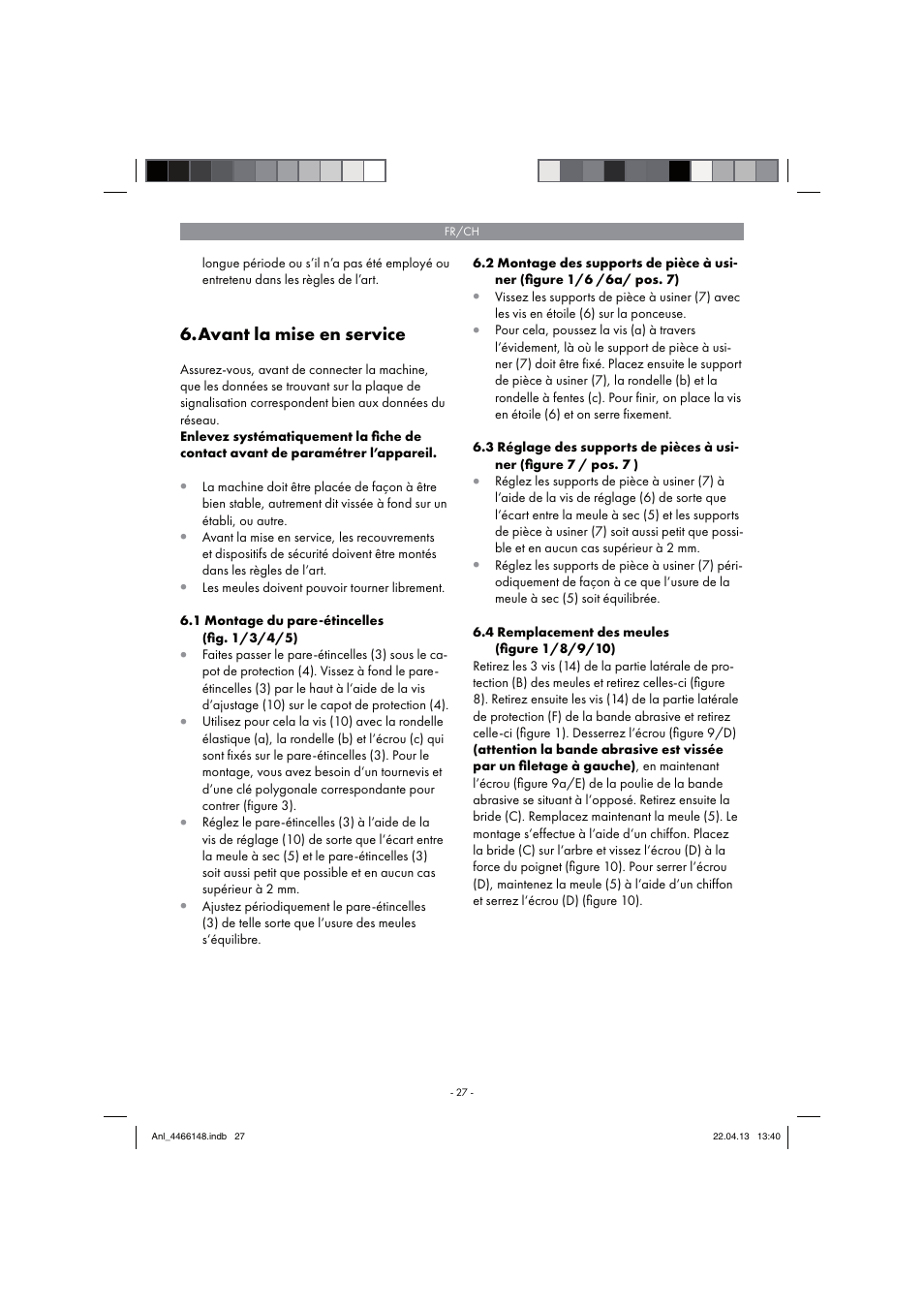 Avant la mise en service | Parkside PSDS 240 A1 User Manual | Page 27 / 58