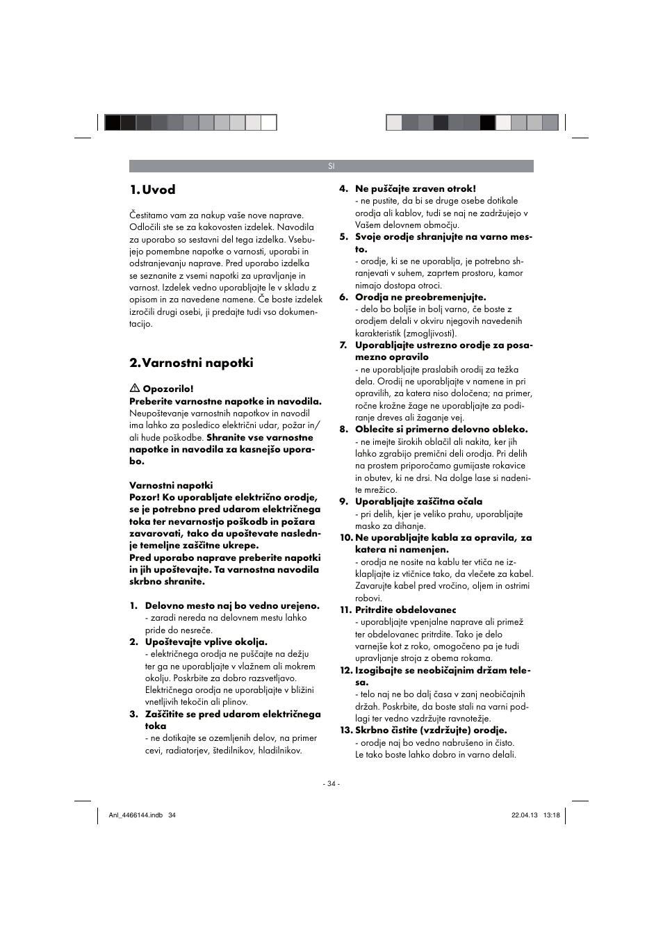 Uvod, Varnostni napotki | Parkside PSDS 240 A1 User Manual | Page 34 / 86