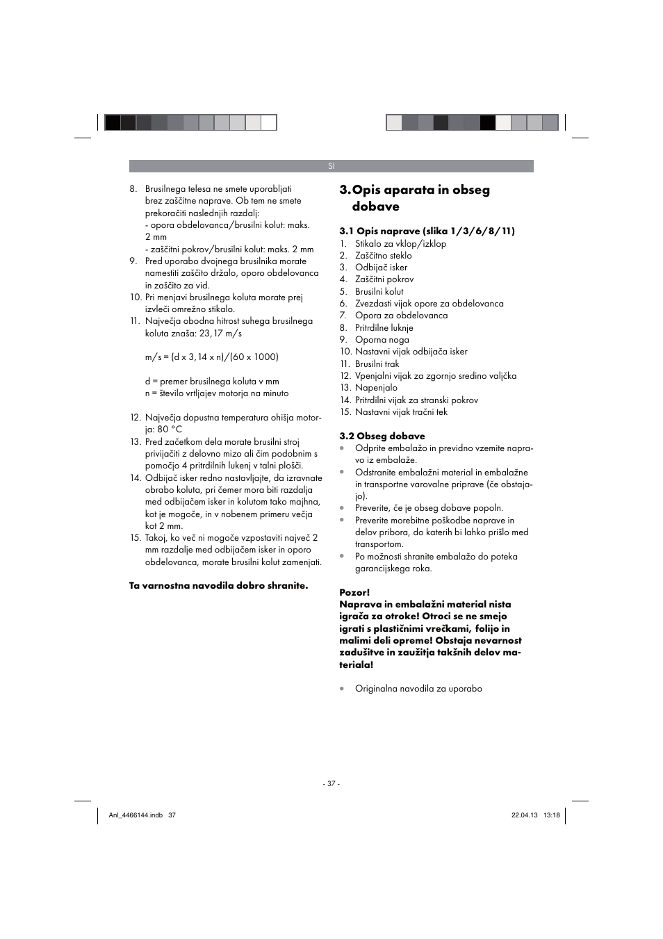 Opis aparata in obseg dobave | Parkside PSDS 240 A1 User Manual | Page 37 / 86