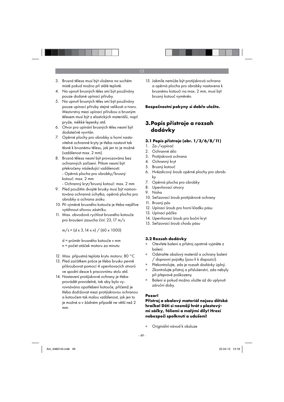 Popis přístroje a rozsah dodávky | Parkside PSDS 240 A1 User Manual | Page 49 / 86