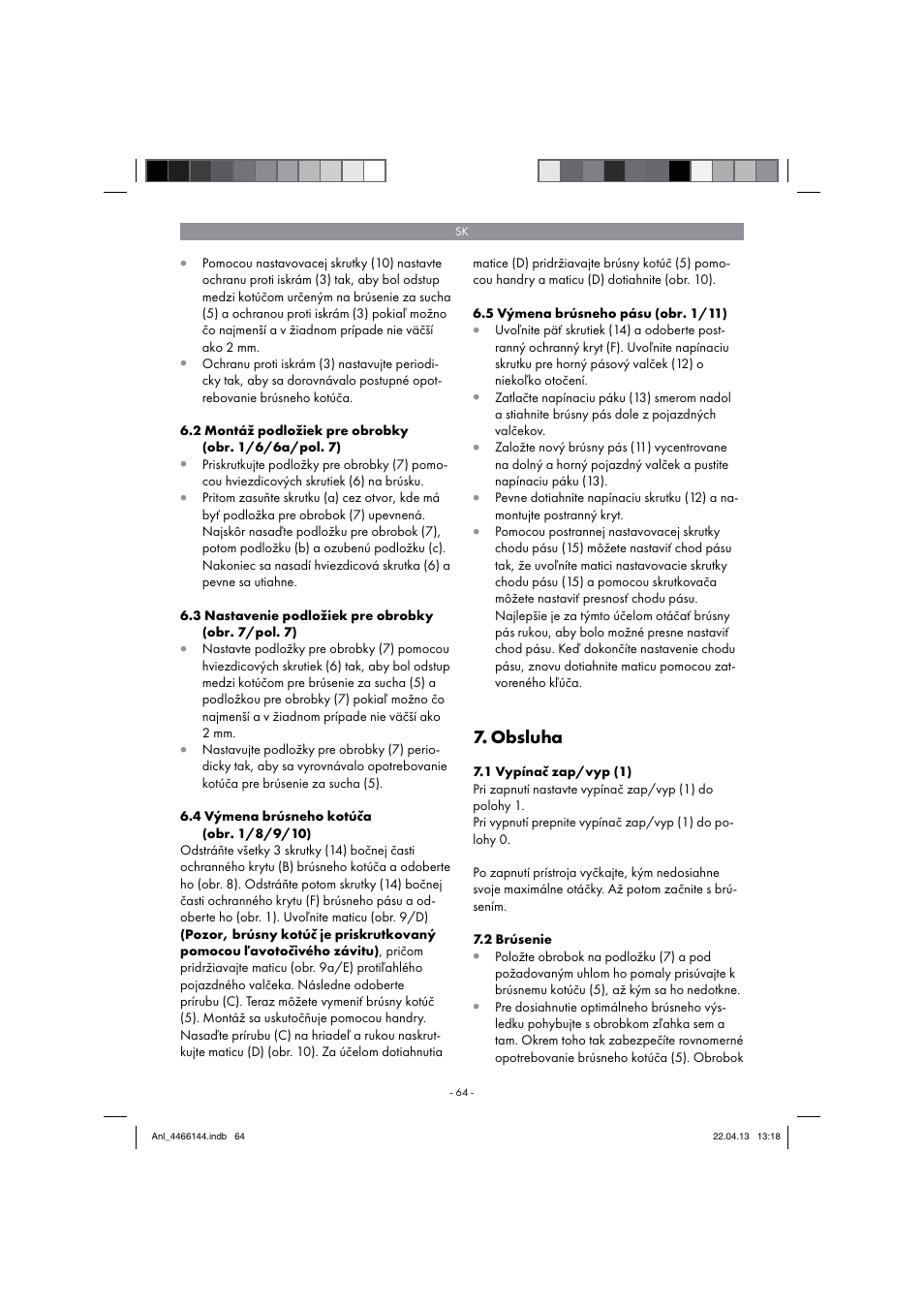 Obsluha | Parkside PSDS 240 A1 User Manual | Page 64 / 86