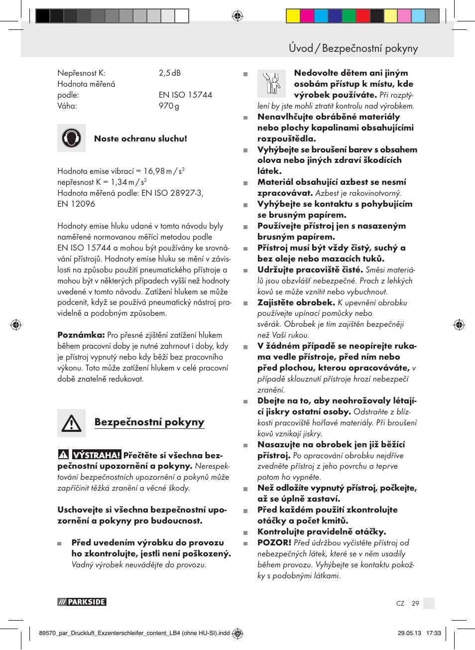 Úvod / bezpečnostní pokyny, Úvod, Bezpečnostní pokyny | Parkside PDEXS 150 A1 User Manual | Page 29 / 60