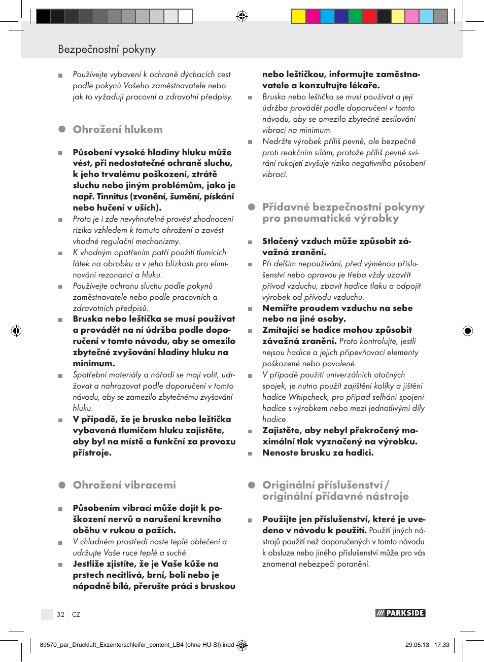 Ohrožení hlukem, Ohrožení vibracemi | Parkside PDEXS 150 A1 User Manual | Page 32 / 60